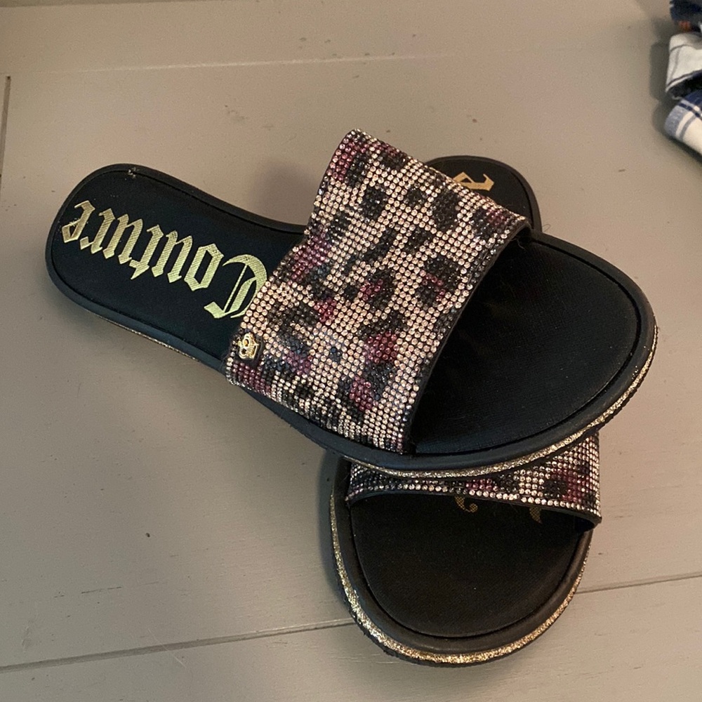 ✨🐆Juicy Couture Sandals size 9 sparkly cheetah slip on